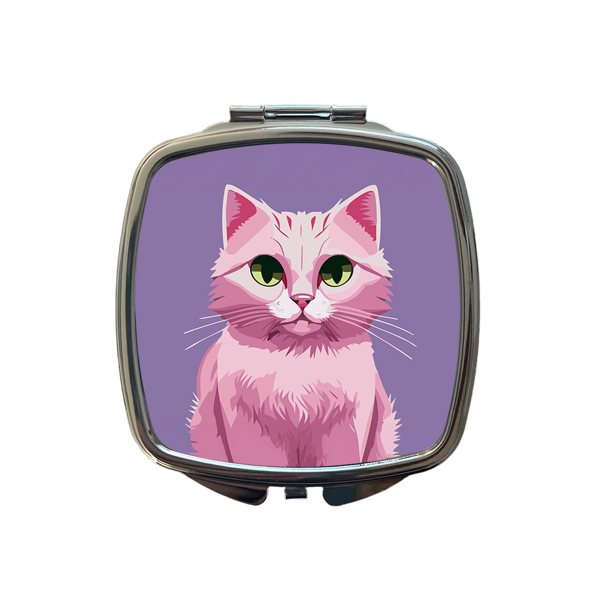 Cat Pink Small Travel Purse Handbag Pocket Makeup Compact Mirror