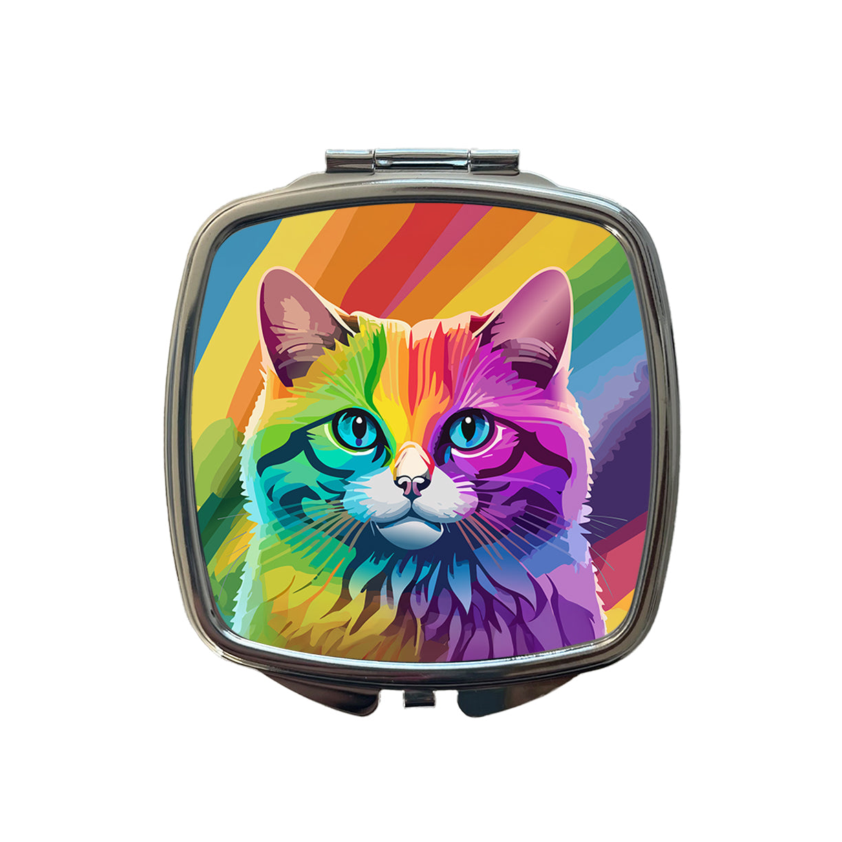 Cat Rainbow Small Travel Purse Handbag Pocket Makeup Compact Mirror