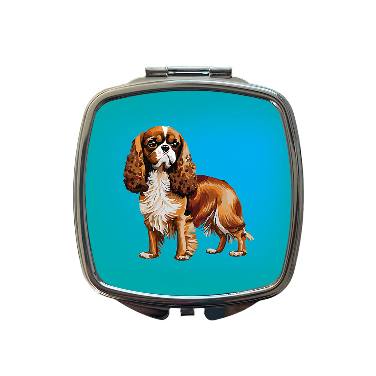 Cavalier King Charles Spaniel Dog Blenheim Watercolor Small Travel Purse Handbag Pocket Makeup Compact Mirror