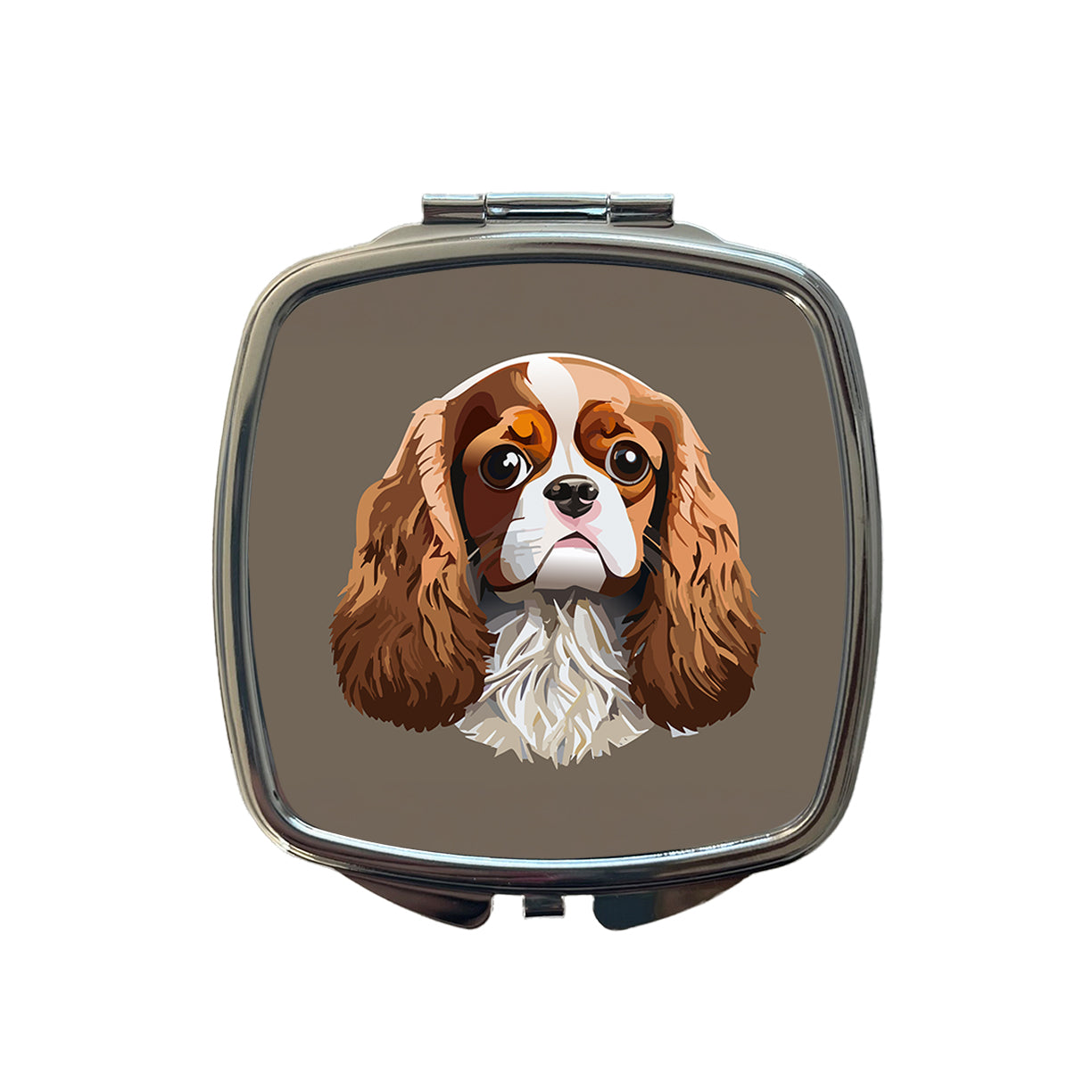 Cavalier King Charles Spaniel Dog Face Small Travel Purse Handbag Pocket Makeup Compact Mirror