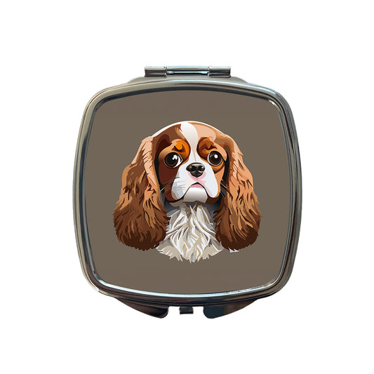 Cavalier King Charles Spaniel Dog Face Small Travel Purse Handbag Pocket Makeup Compact Mirror