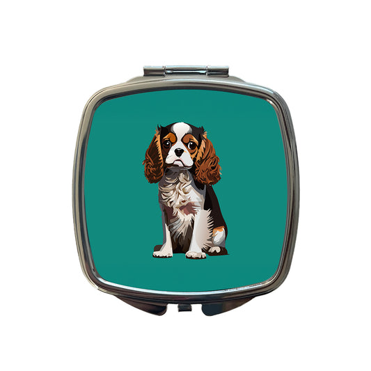 Cavalier King Charles Spaniel Dog Tricolour Tricolor Small Travel Purse Handbag Pocket Makeup Compact Mirror