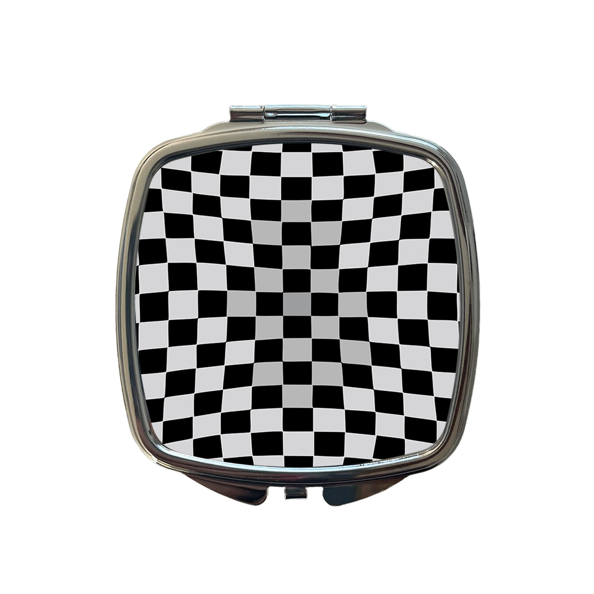 Checkered Flag Black White Small Travel Purse Handbag Pocket Makeup Compact Mirror