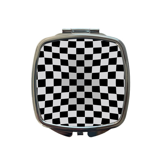 Checkered Flag Black White Small Travel Purse Handbag Pocket Makeup Compact Mirror
