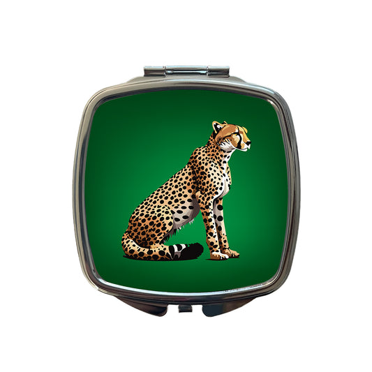 Cheetah Sitting Profile Big Cat Small Travel Purse Handbag Pocket Makeup Compact Mirror