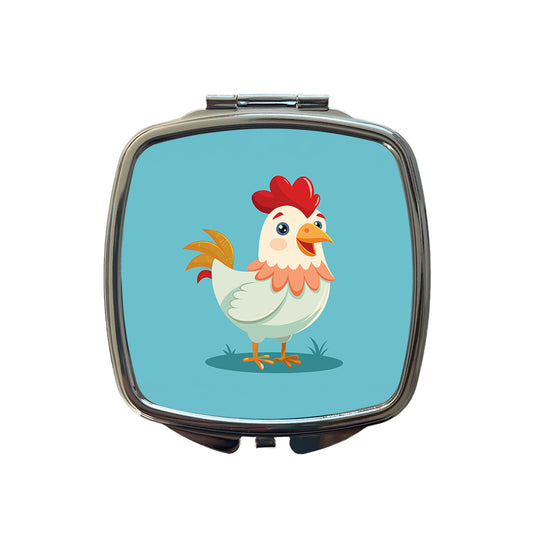 Chicken Rooster Happy Small Travel Purse Handbag Pocket Makeup Compact Mirror