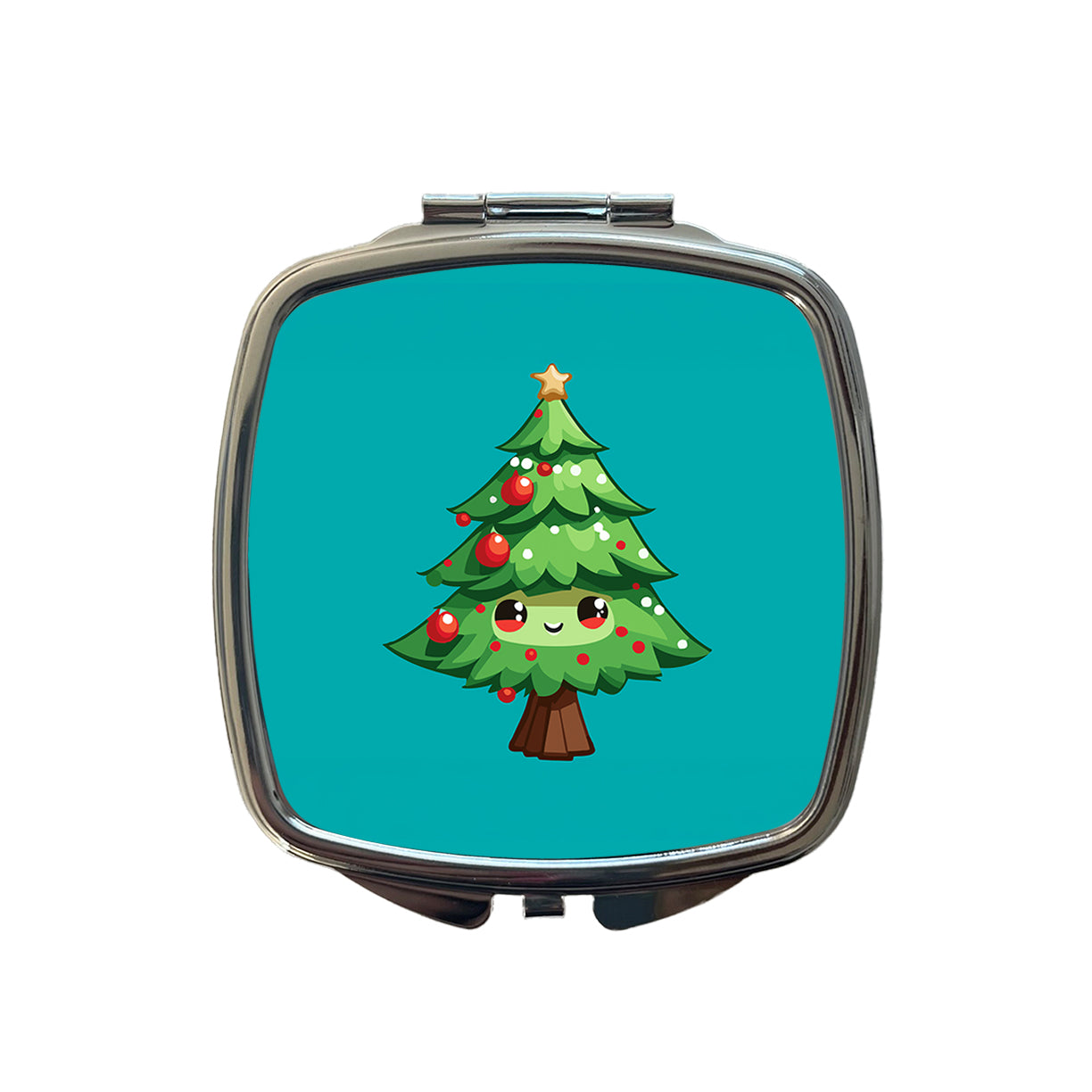 Christmas Tree Chibi Small Travel Purse Handbag Pocket Makeup Compact Mirror