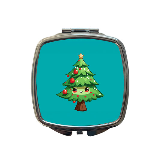 Christmas Tree Chibi Small Travel Purse Handbag Pocket Makeup Compact Mirror