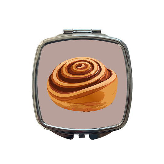 Cinnamon Roll Bun Small Travel Purse Handbag Pocket Makeup Compact Mirror