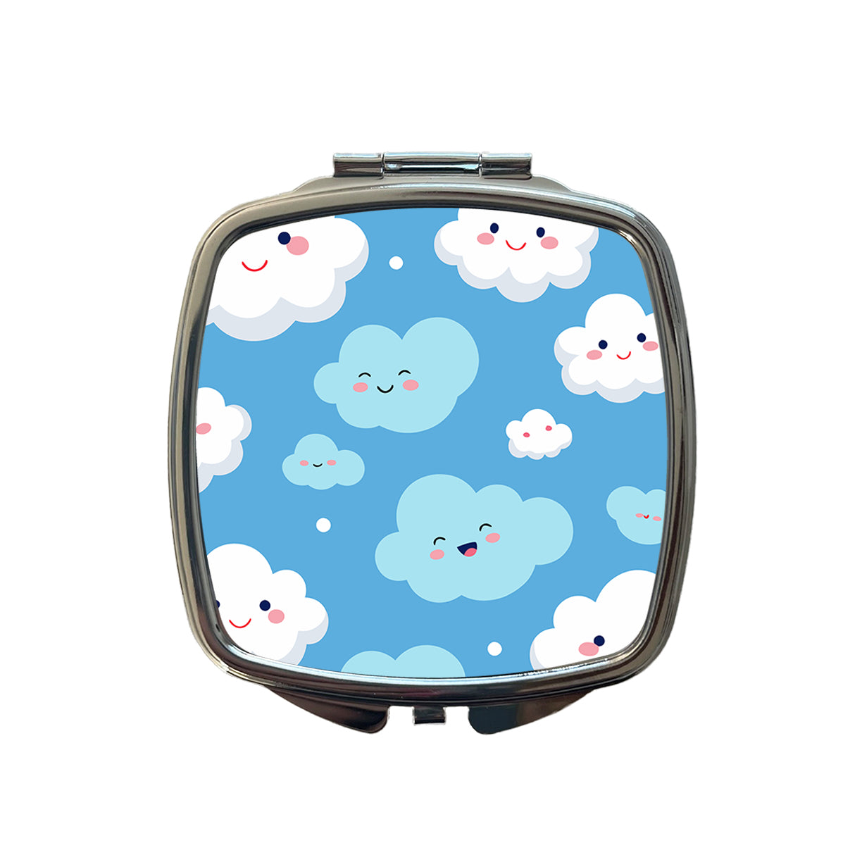 Clouds Happy Smiling Cute Pattern Small Travel Purse Handbag Pocket Makeup Compact Mirror