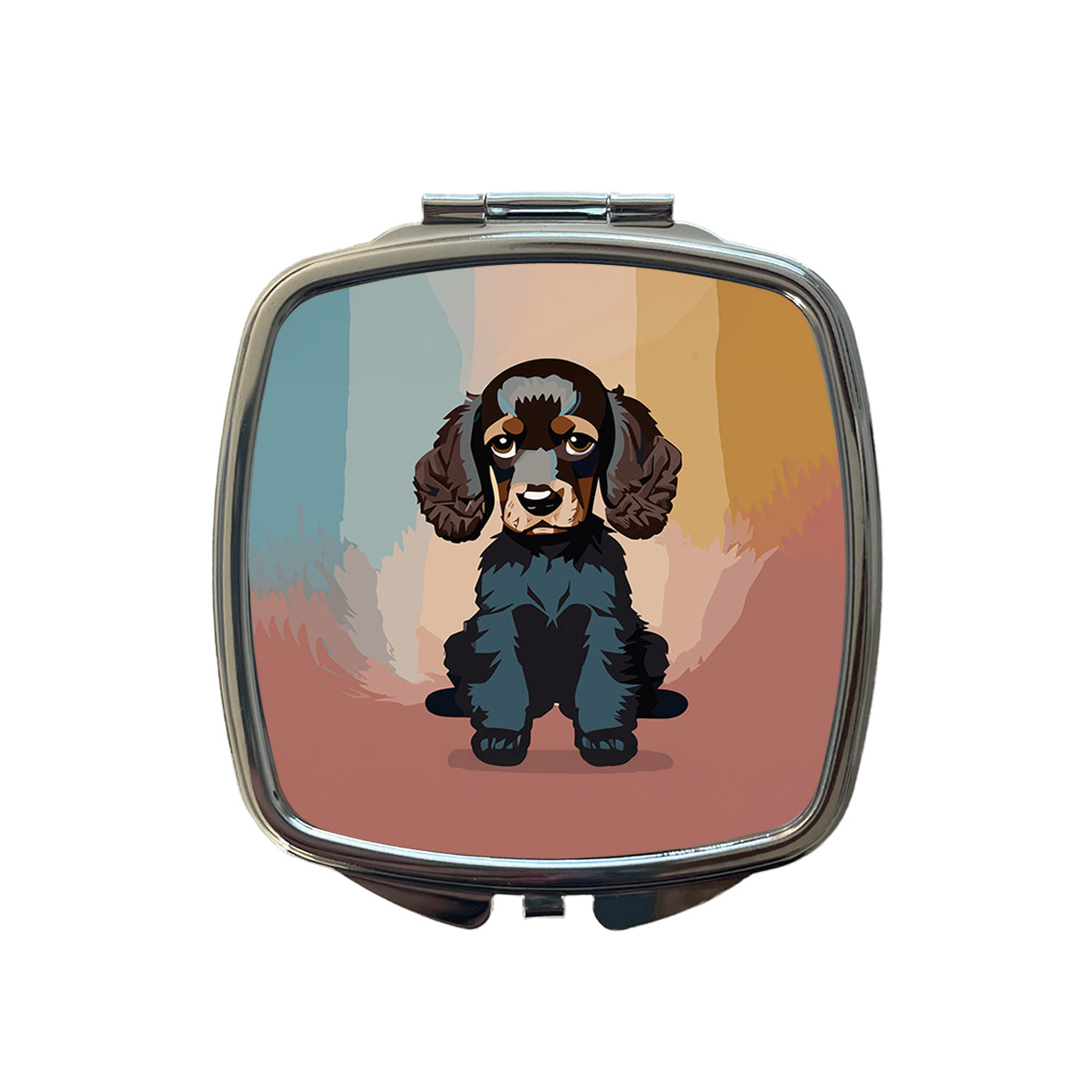Cocker Spaniel Dark Sitting Small Travel Purse Handbag Pocket Makeup Compact Mirror