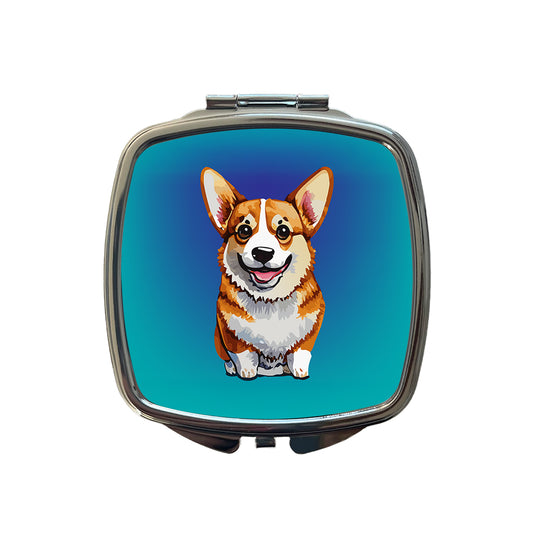 Corgi Dog Watercolor Happy Small Travel Purse Handbag Pocket Makeup Compact Mirror