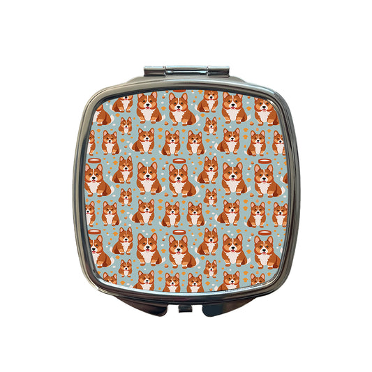 Corgis Dog Pattern Small Travel Purse Handbag Pocket Makeup Compact Mirror