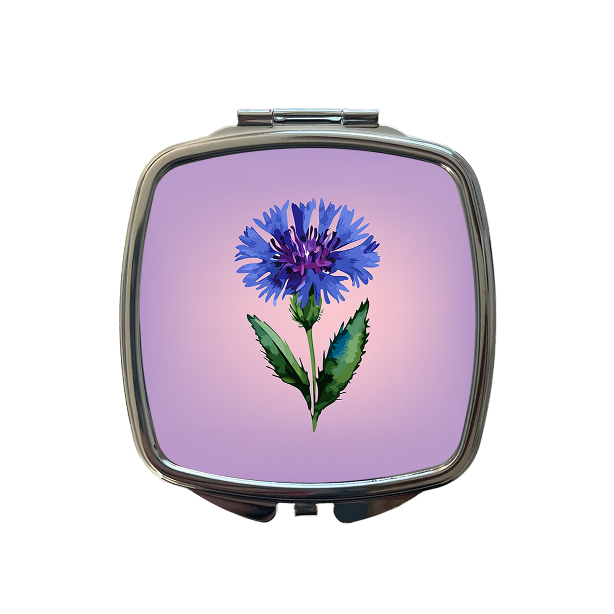 Cornflower Bachelors Buttons Flowers Blue Small Travel Purse Handbag Pocket Makeup Compact Mirror