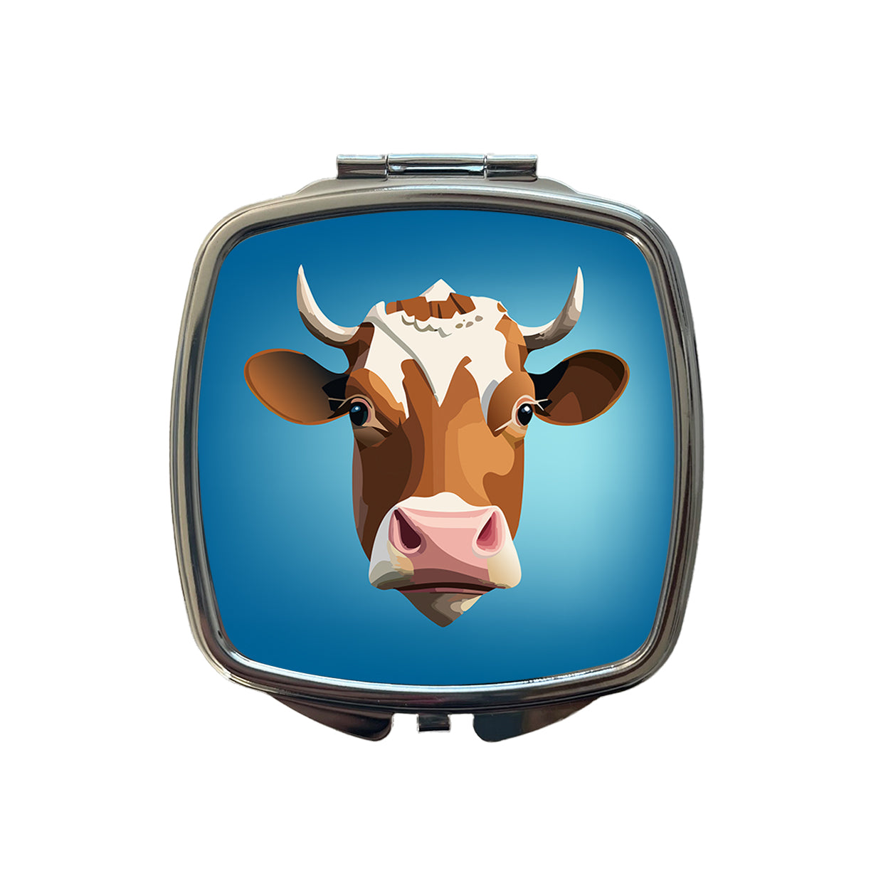Cow Face Funny Small Travel Purse Handbag Pocket Makeup Compact Mirror