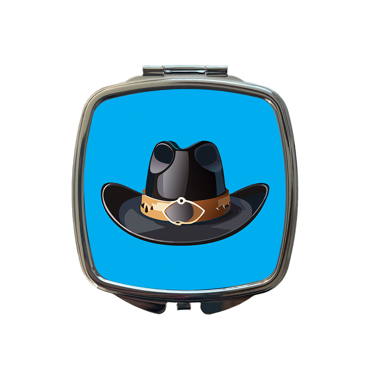Cowboy Hat Black Western Country Small Travel Purse Handbag Pocket Makeup Compact Mirror