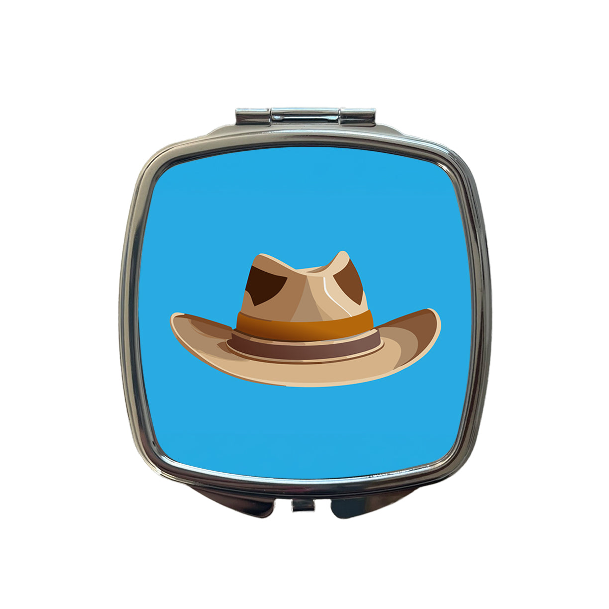 Cowgirl Hat Tan Western Country Small Travel Purse Handbag Pocket Makeup Compact Mirror
