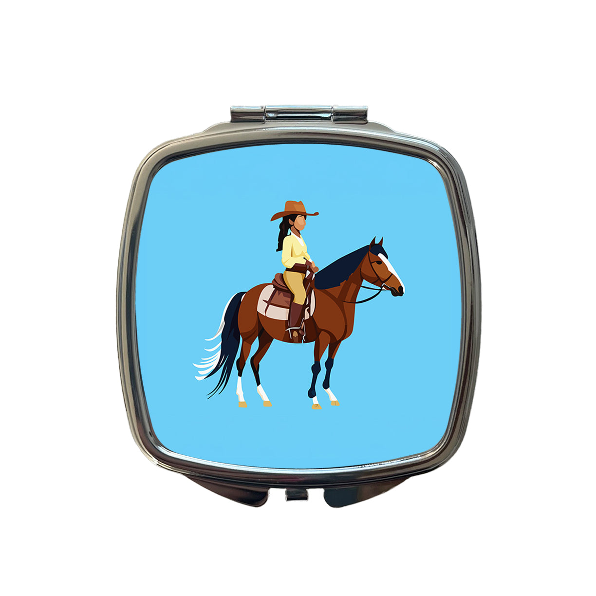 Cowgirl Woman on Horse Small Travel Purse Handbag Pocket Makeup Compact Mirror