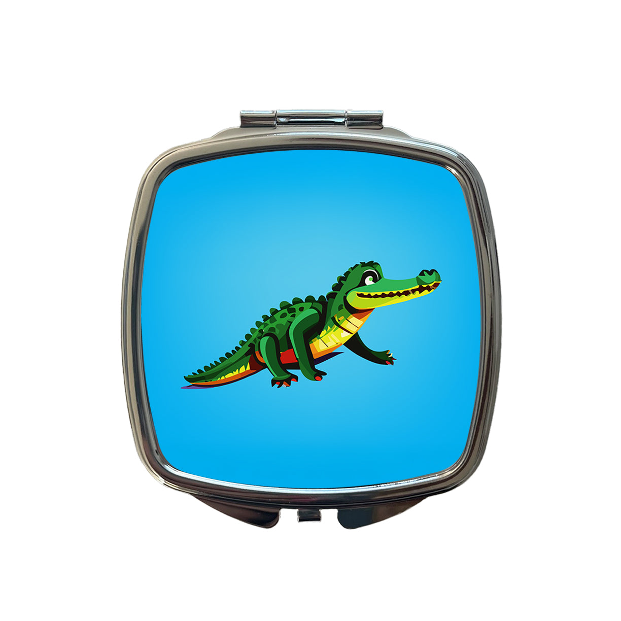 Crocodile Alligator on the Move Small Travel Purse Handbag Pocket Makeup Compact Mirror