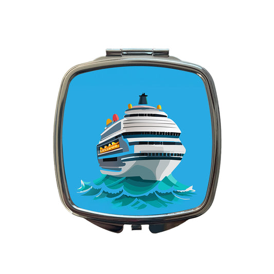 Cruise Ship on Ocean Trip Vacation Bon Voyage Small Travel Purse Handbag Pocket Makeup Compact Mirror