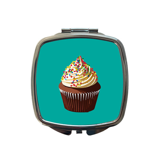 Cupcake with Sprinkles Birthday Celebration Small Travel Purse Handbag Pocket Makeup Compact Mirror