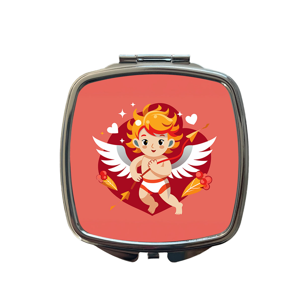 Cupid Cherub with Arrow Valentines Day Small Travel Purse Handbag Pocket Makeup Compact Mirror
