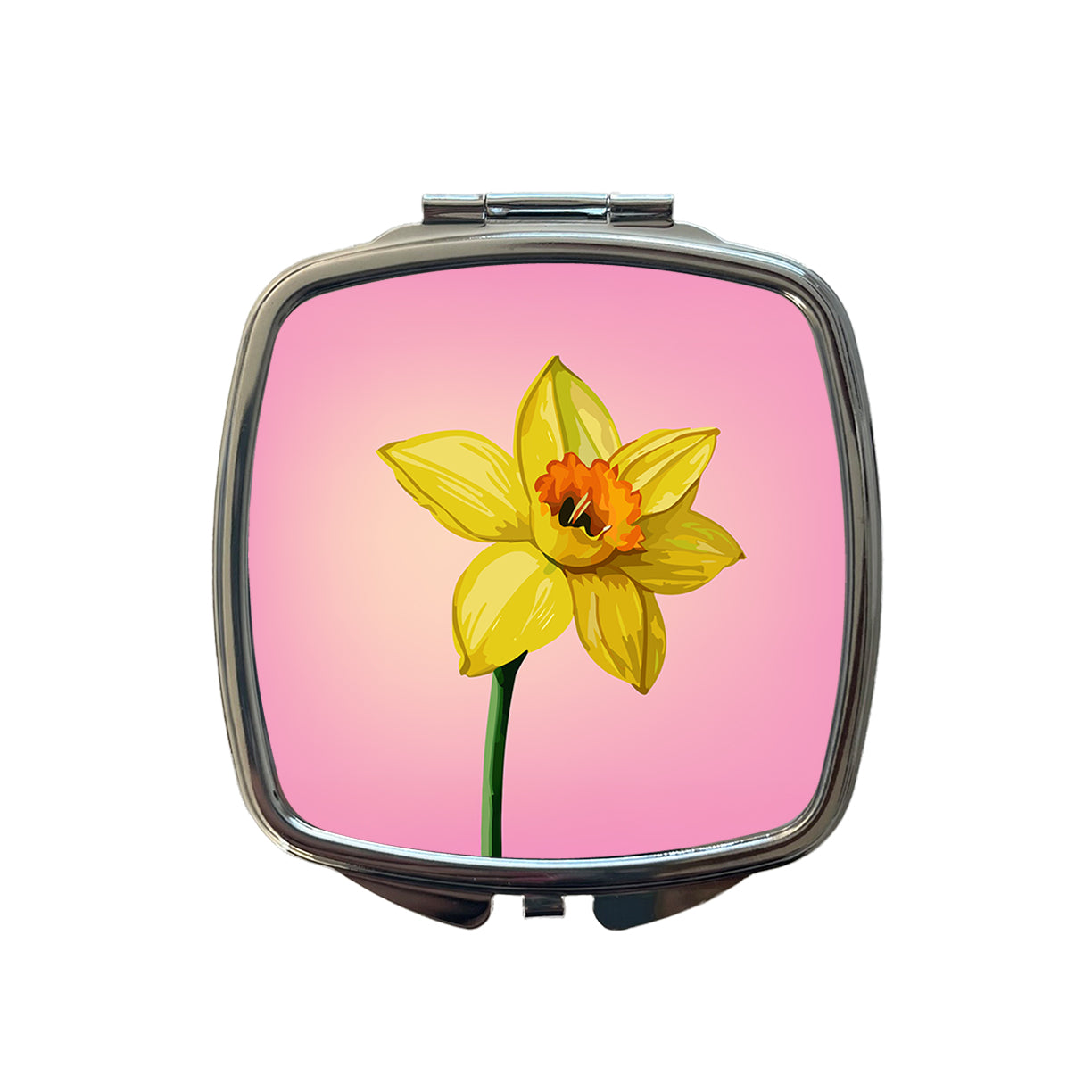 Daffodil Watercolor Yellow Small Travel Purse Handbag Pocket Makeup Compact Mirror