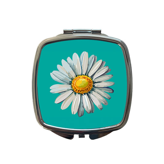 Daisy Daisies Flower White Small Travel Purse Handbag Pocket Makeup Compact Mirror