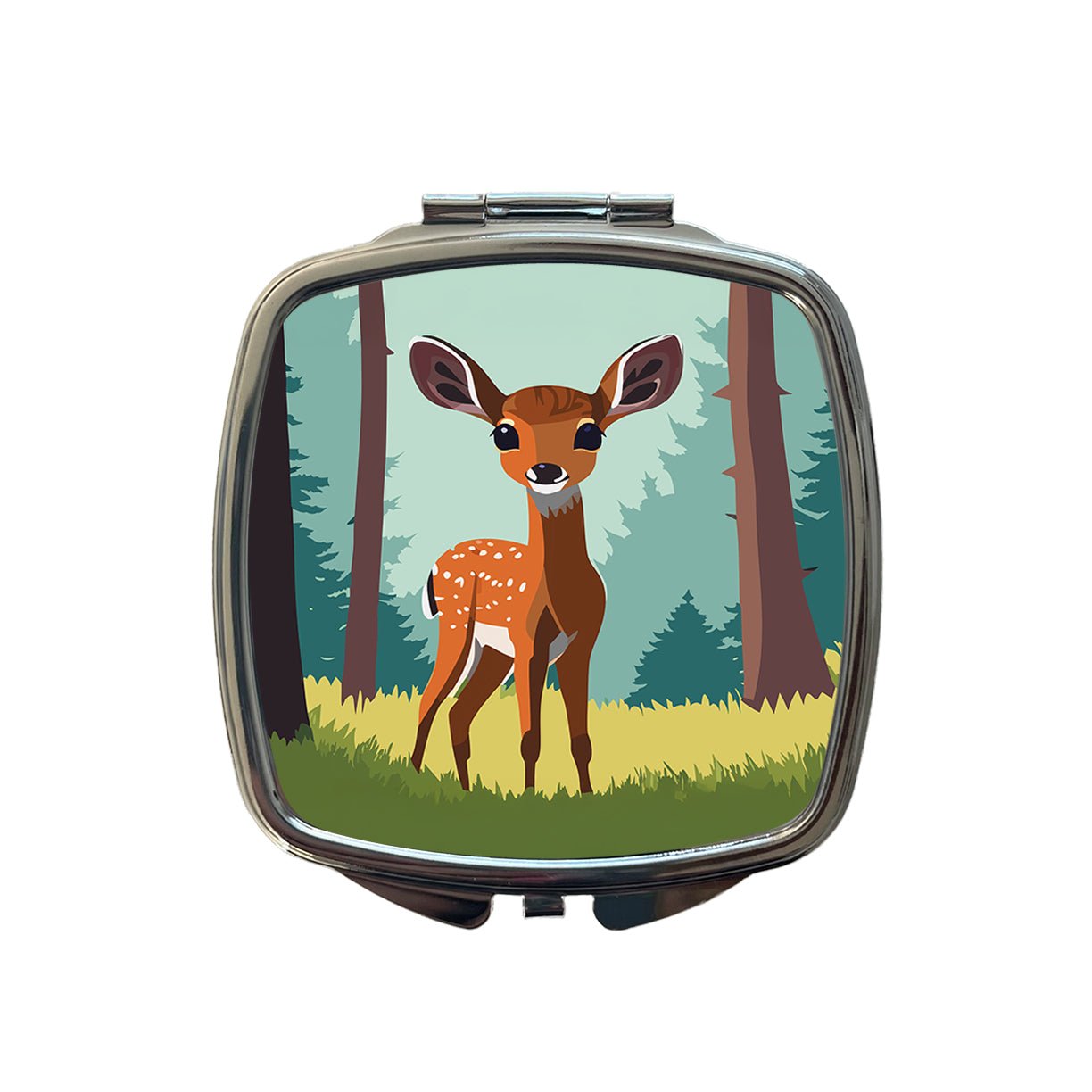 Deer Fawn Standing Small Travel Purse Handbag Pocket Makeup Compact Mirror