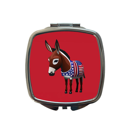 Democrat Donkey Patriotic Liberal Vote Small Travel Purse Handbag Pocket Makeup Compact Mirror