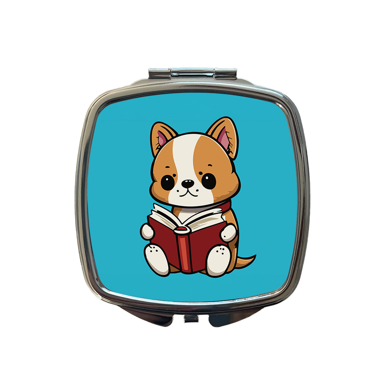 Dog Reading Book Small Travel Purse Handbag Pocket Makeup Compact Mirror