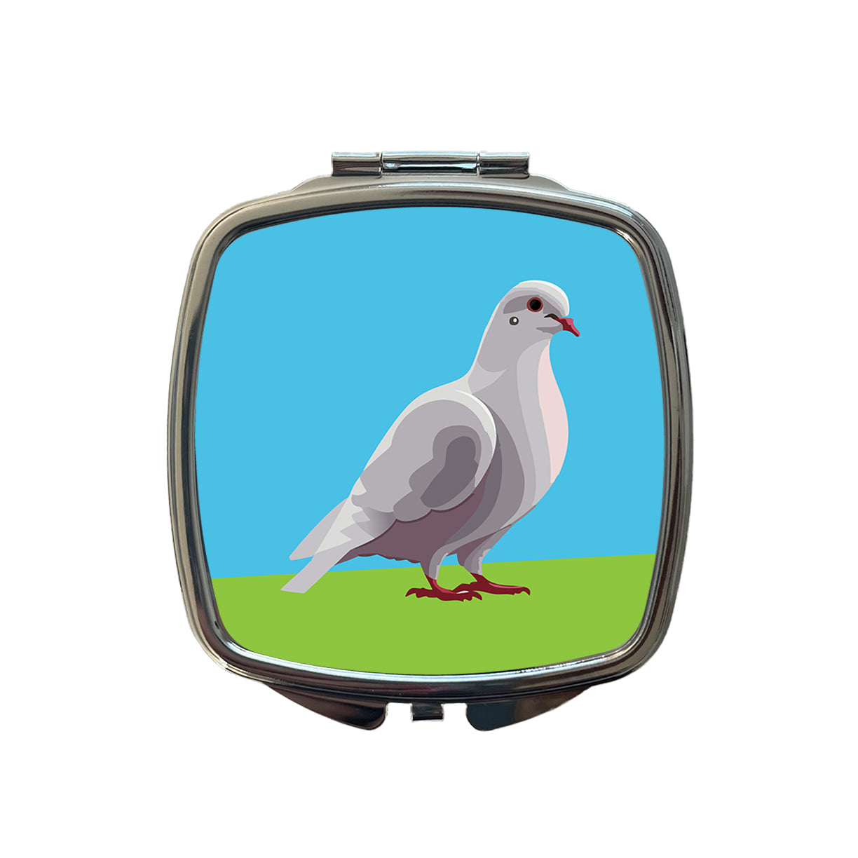 Dove Standing White Small Travel Purse Handbag Pocket Makeup Compact Mirror
