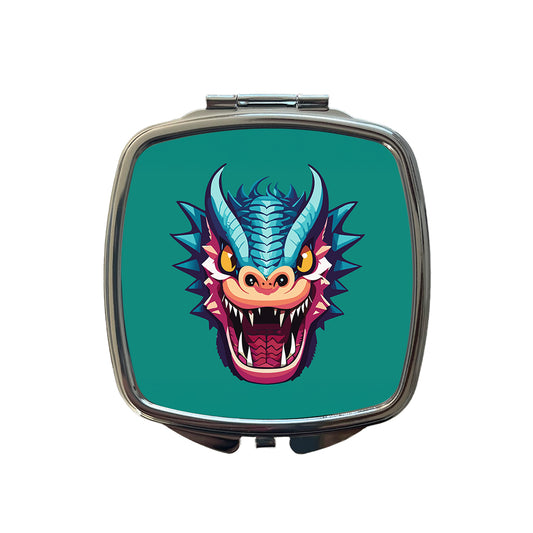 Dragon Face Angry Blue Small Travel Purse Handbag Pocket Makeup Compact Mirror