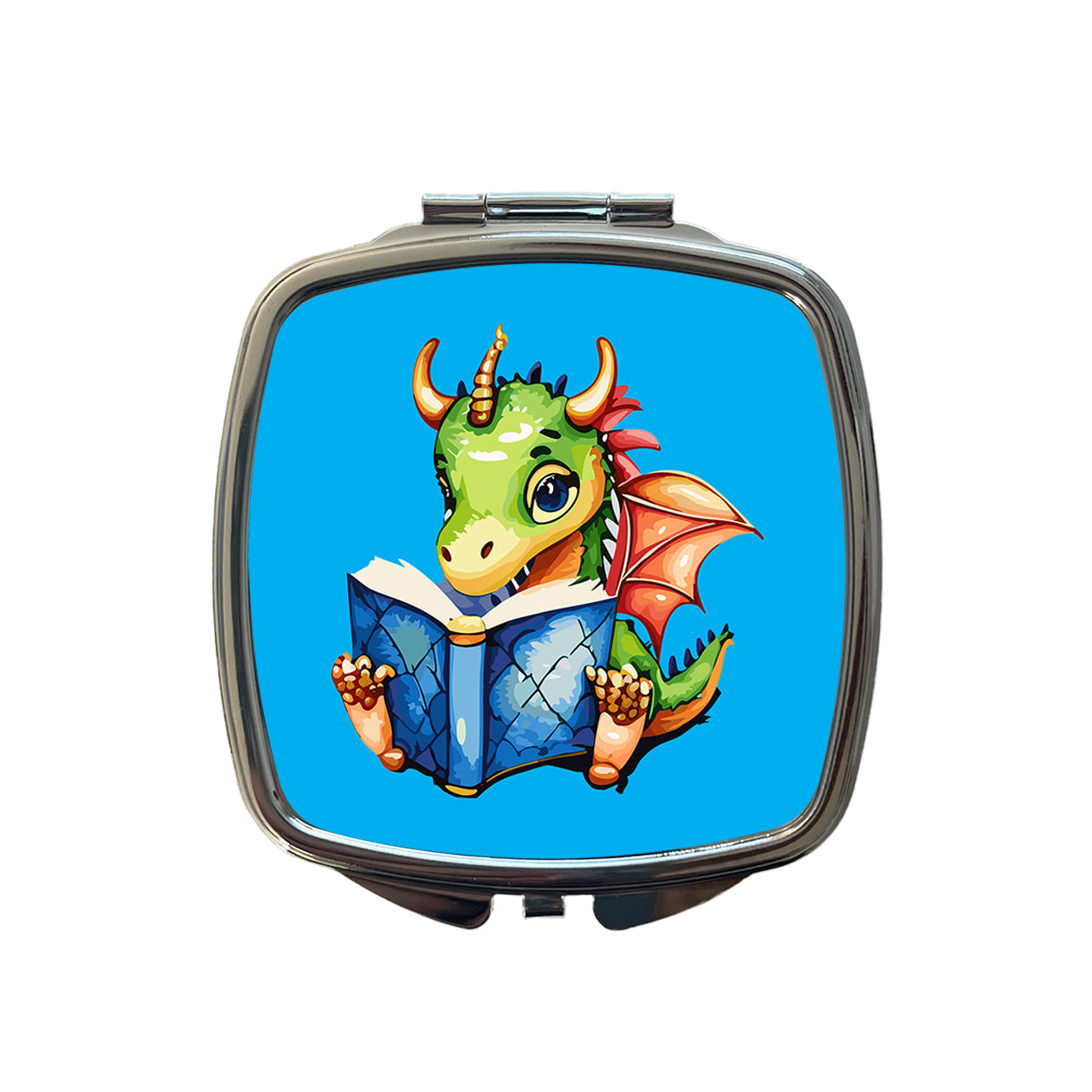 Dragon Reading Book Reader Small Travel Purse Handbag Pocket Makeup Compact Mirror