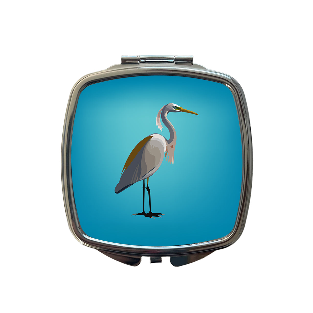 Egret Heron Bird Profile Small Travel Purse Handbag Pocket Makeup Compact Mirror