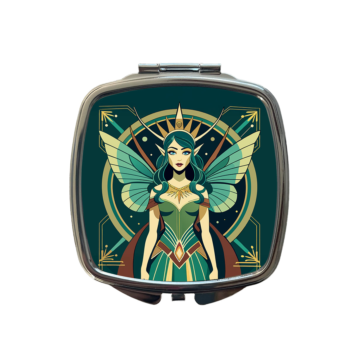 Fairy Nymph Art Deco Small Travel Purse Handbag Pocket Makeup Compact Mirror
