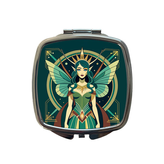 Fairy Nymph Art Deco Small Travel Purse Handbag Pocket Makeup Compact Mirror