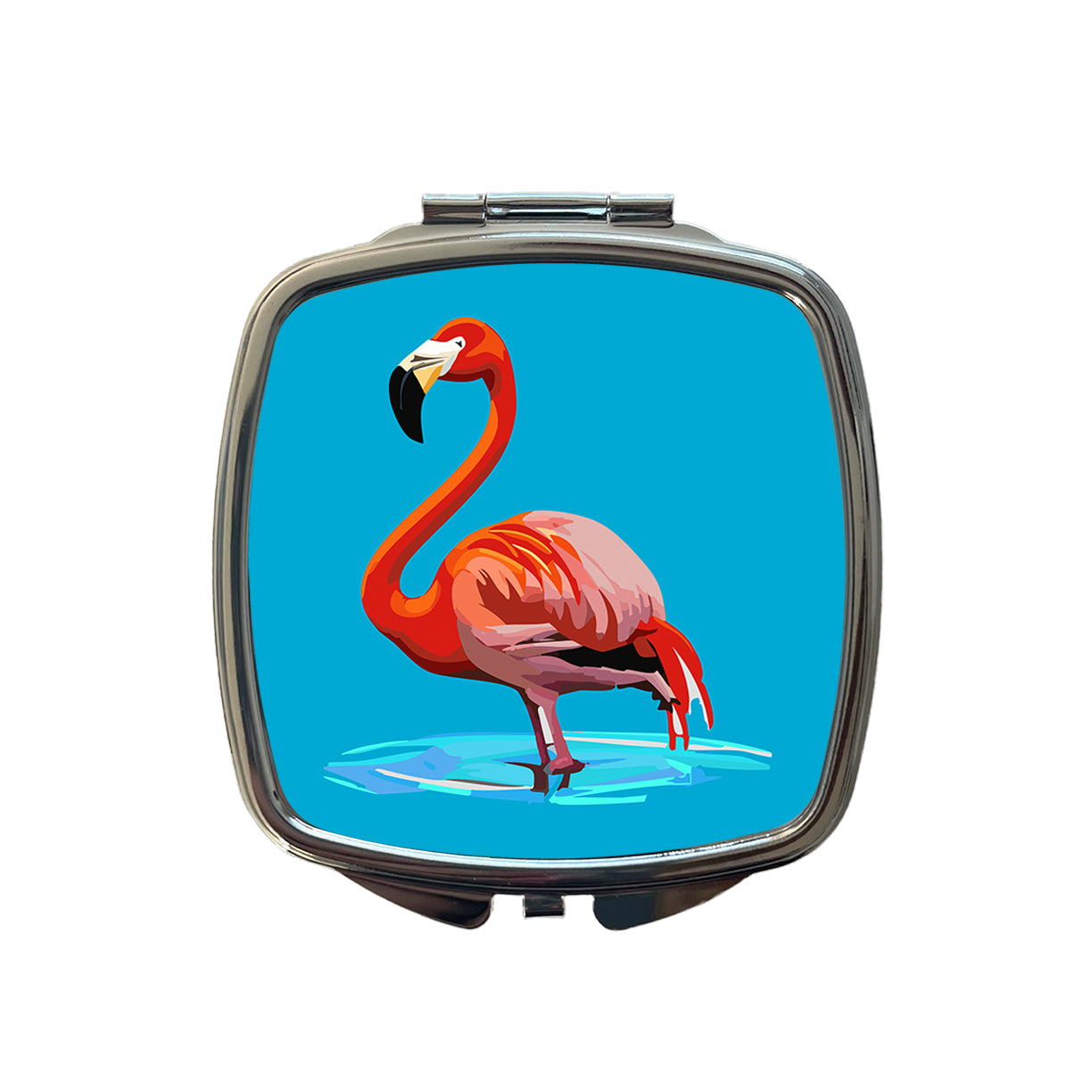 Flamingo Standing in Water Small Travel Purse Handbag Pocket Makeup Compact Mirror