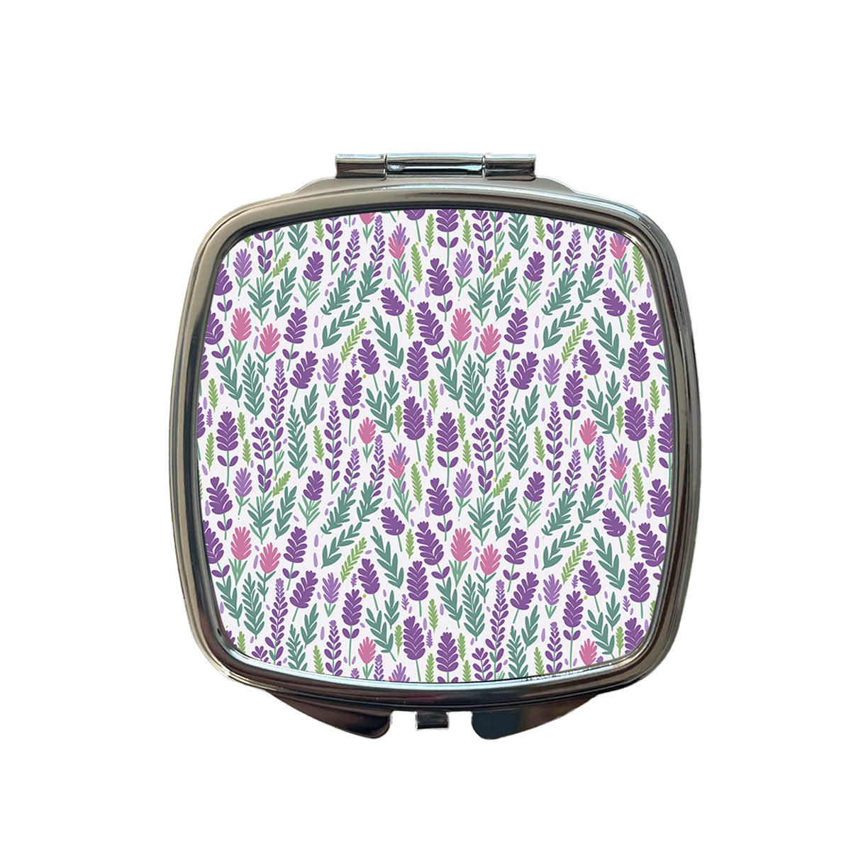 Flowers Lavender Cute Pattern Small Travel Purse Handbag Pocket Makeup Compact Mirror
