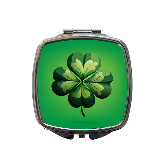 Four Leaf Clover 4 Lucky St Patrick's Day Small Travel Purse Handbag Pocket Makeup Compact Mirror
