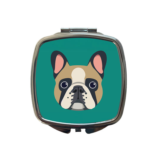 French Bulldog Face Small Travel Purse Handbag Pocket Makeup Compact Mirror