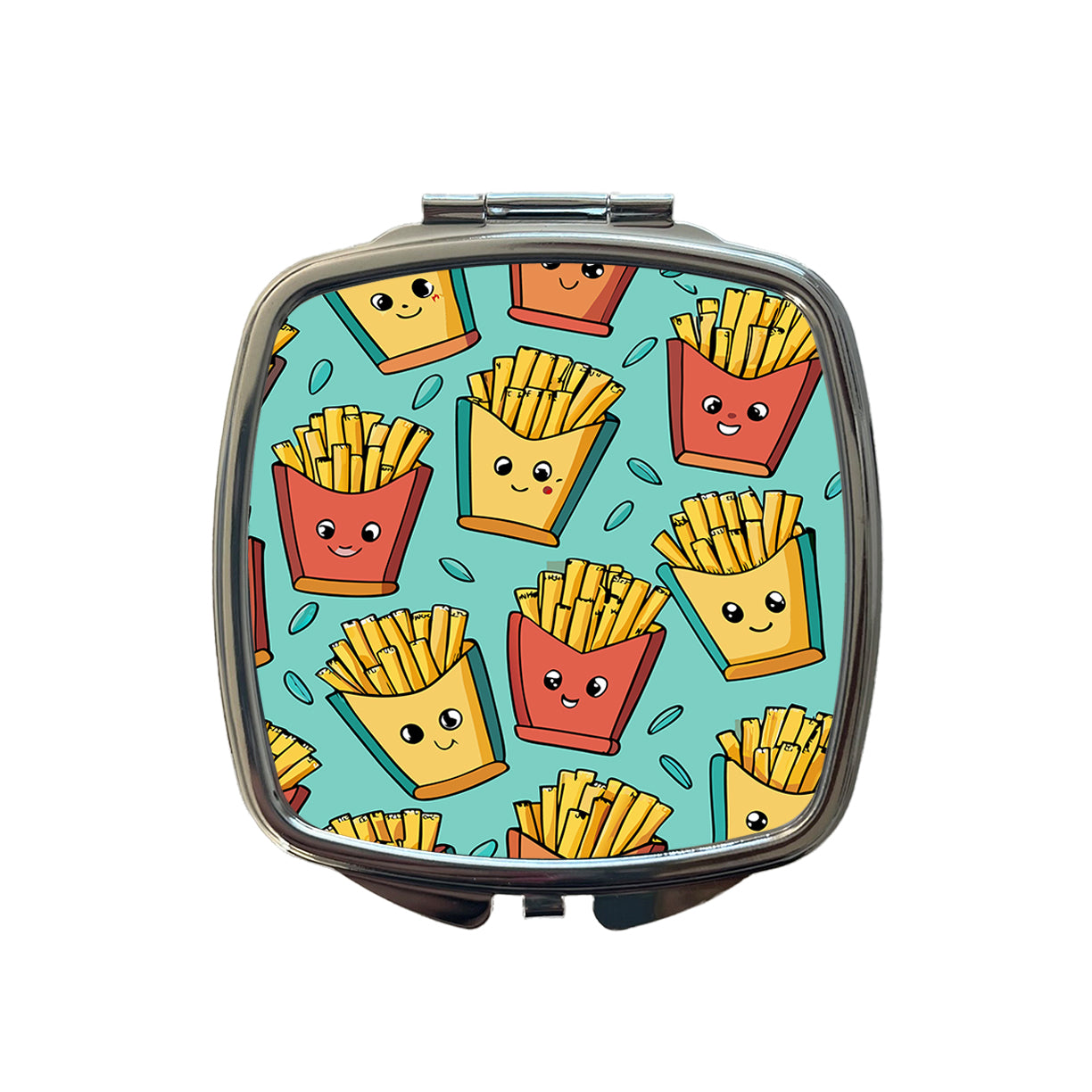 French Fries Cute Pattern Small Travel Purse Handbag Pocket Makeup Compact Mirror