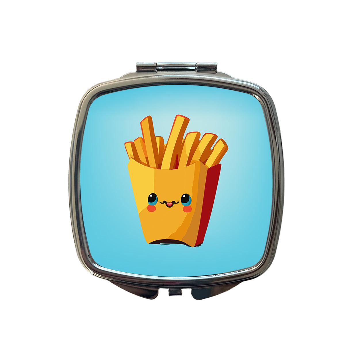 French Fries Smiling Small Travel Purse Handbag Pocket Makeup Compact Mirror