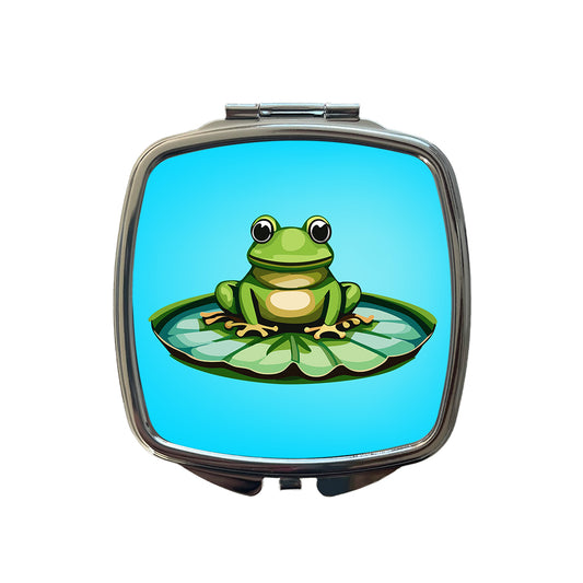 Frog on LiIy Pad Small Travel Purse Handbag Pocket Makeup Compact Mirror