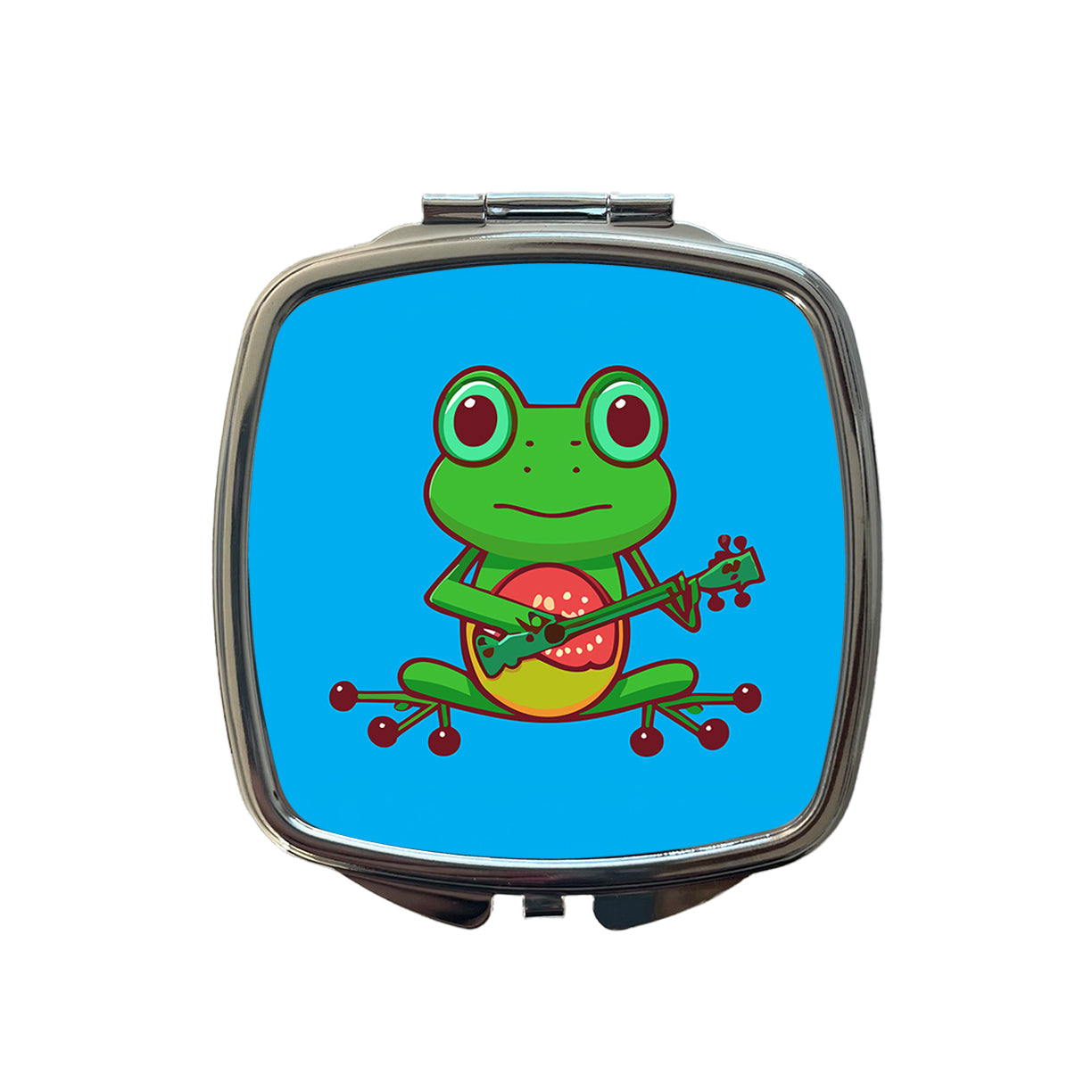 Frog Playing Banjo Guitar Music Funny Small Travel Purse Handbag Pocket Makeup Compact Mirror