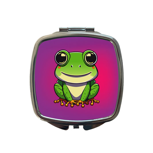 Frog Smiling Small Travel Purse Handbag Pocket Makeup Compact Mirror