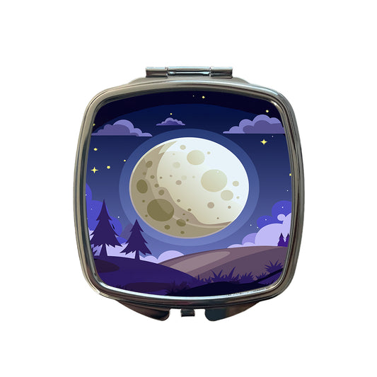 Full Moon at Night Small Travel Purse Handbag Pocket Makeup Compact Mirror