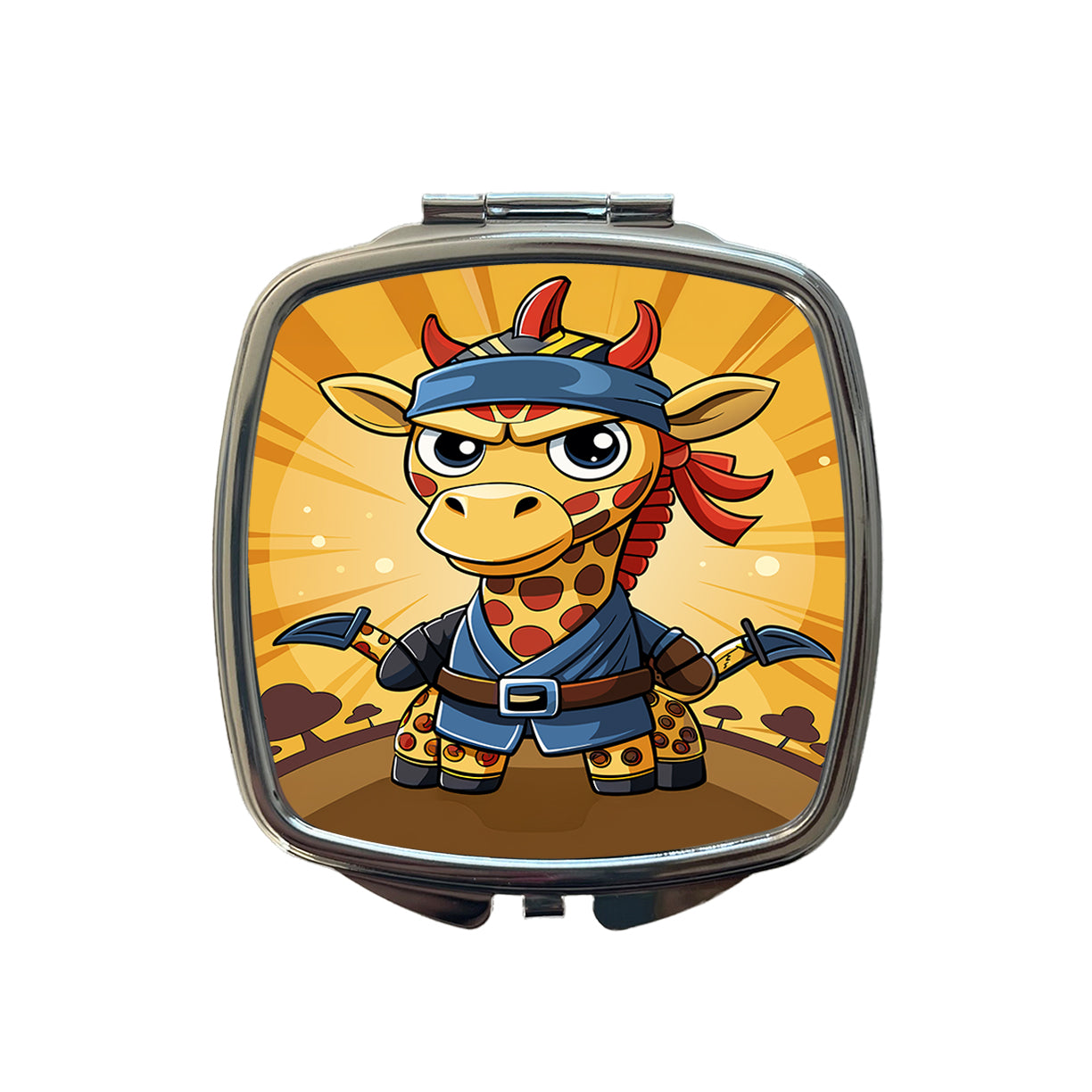 Giraffe Ninja Funny Small Travel Purse Handbag Pocket Makeup Compact Mirror