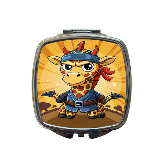 Giraffe Ninja Funny Small Travel Purse Handbag Pocket Makeup Compact Mirror