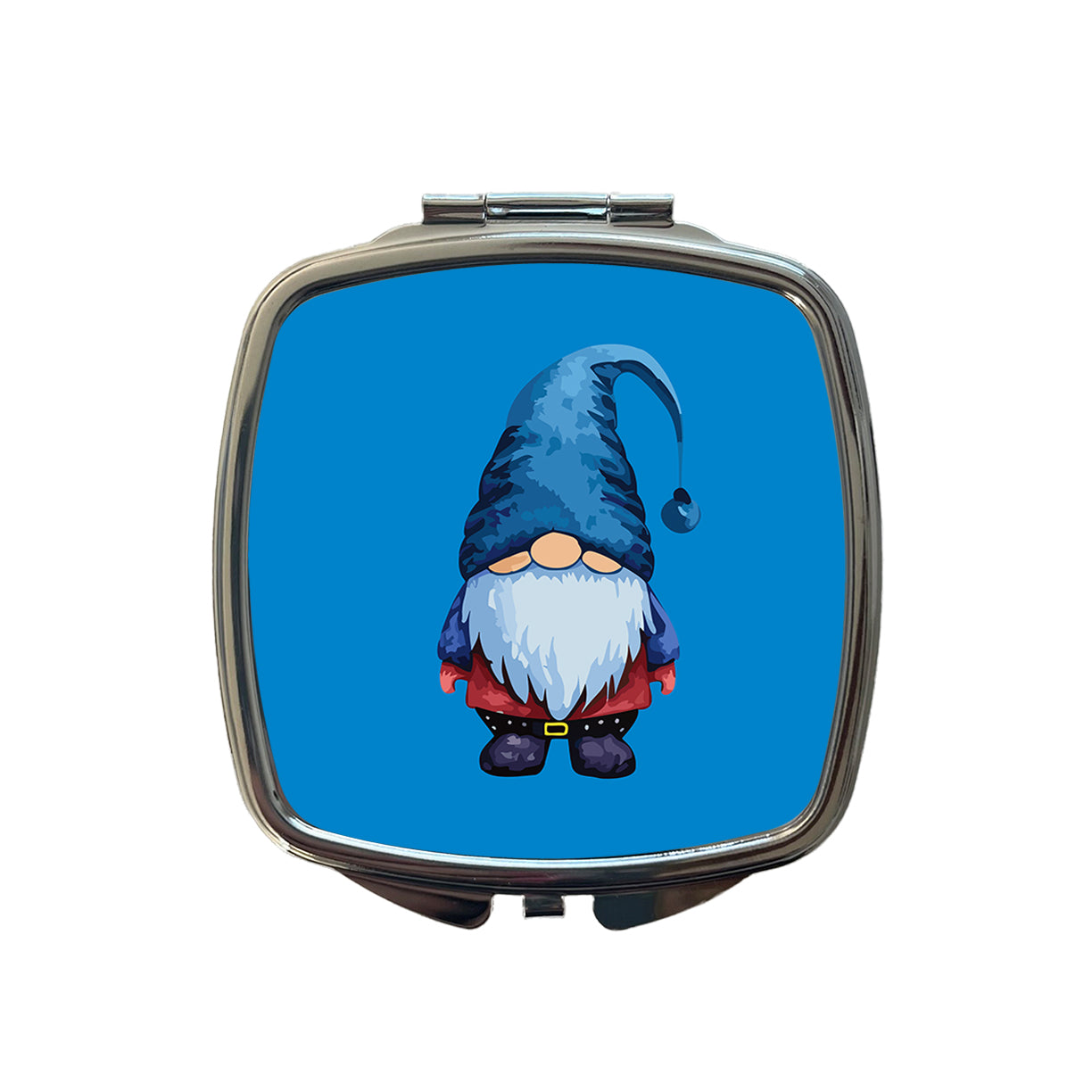 Gnome Standing Blue Hat Small Travel Purse Handbag Pocket Makeup Compact Mirror